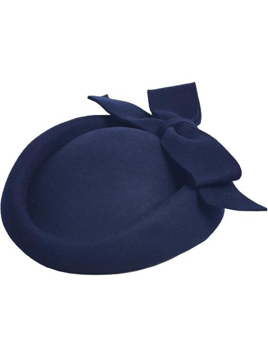 Elegant Vintage Wool Felt Pillbox Hat with Bowknot | Winter Derby Church main image 4